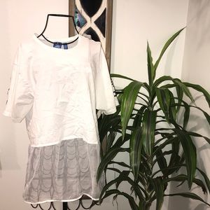 Adidas Logo T Shirt with Chiffon Overlay